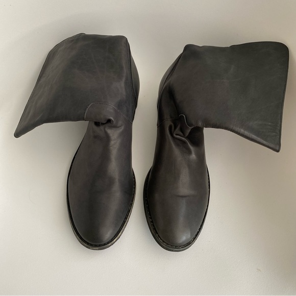 NWOB Charcoal Genuine Leather Riding Combat Flat Boots NYC Designers Handmade - Picture 11 of 16